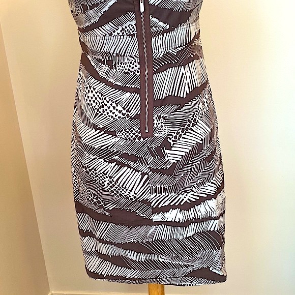BCBGMAXAZRIA Cocoa Combo Animal Print Square Neck Sleeveless Party Dress Size M - Picture 9 of 15